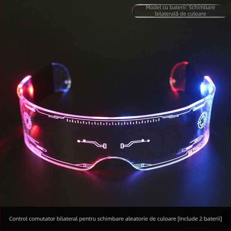 Noua jucărie luminoasă cu sens tehnologic, cu LED-uri cu control dual, colorate, care schimbă culoarea, ochelari flash, recuzită de petrecere Disco pentru bărbați