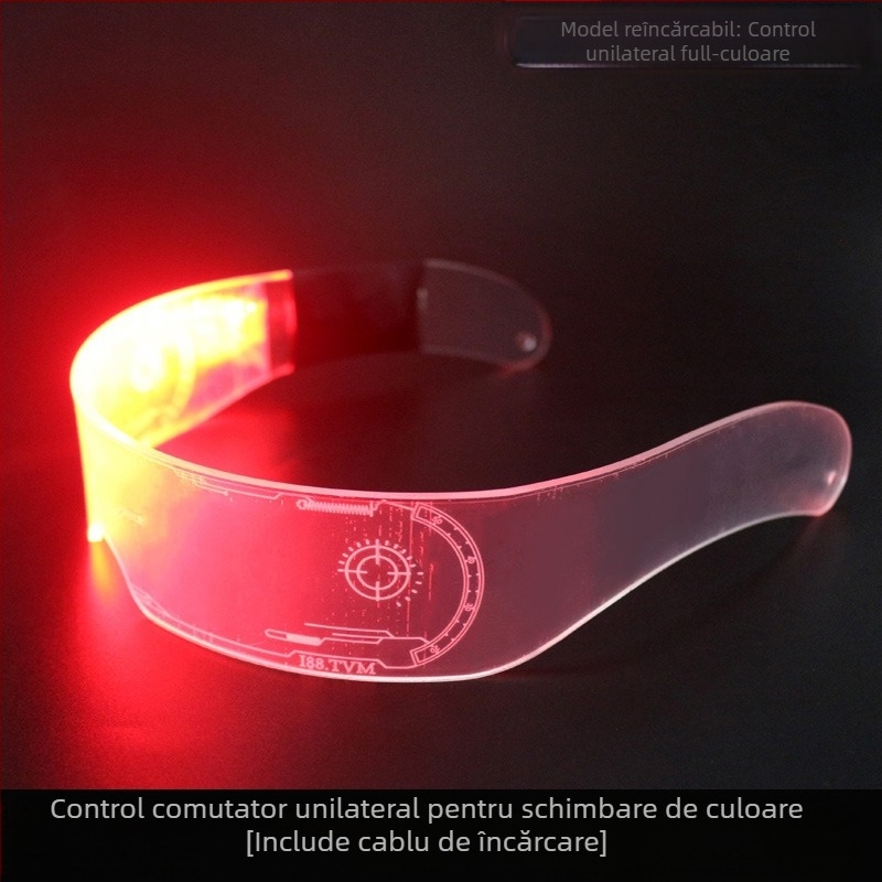 Noua jucărie luminoasă cu sens tehnologic, cu LED-uri cu control dual, colorate, care schimbă culoarea, ochelari flash, recuzită de petrecere Disco pentru bărbați