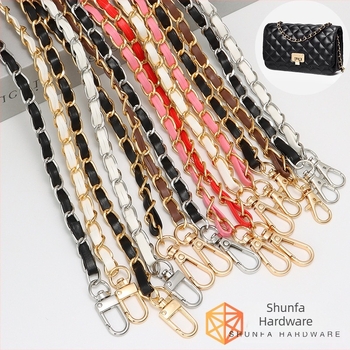 Geantă nouă din piele cu lanț de aluminiu și curea metalică pentru geantă, stil Chanel, curea de umăr din piele PU, lanț crossbody pentru umăr
