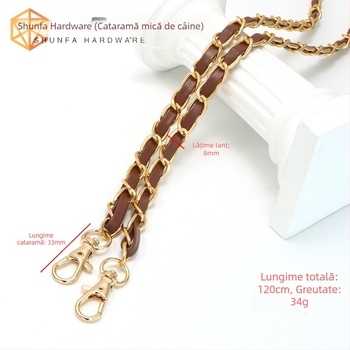 Geantă nouă din piele cu lanț de aluminiu și curea metalică pentru geantă, stil Chanel, curea de umăr din piele PU, lanț crossbody pentru umăr