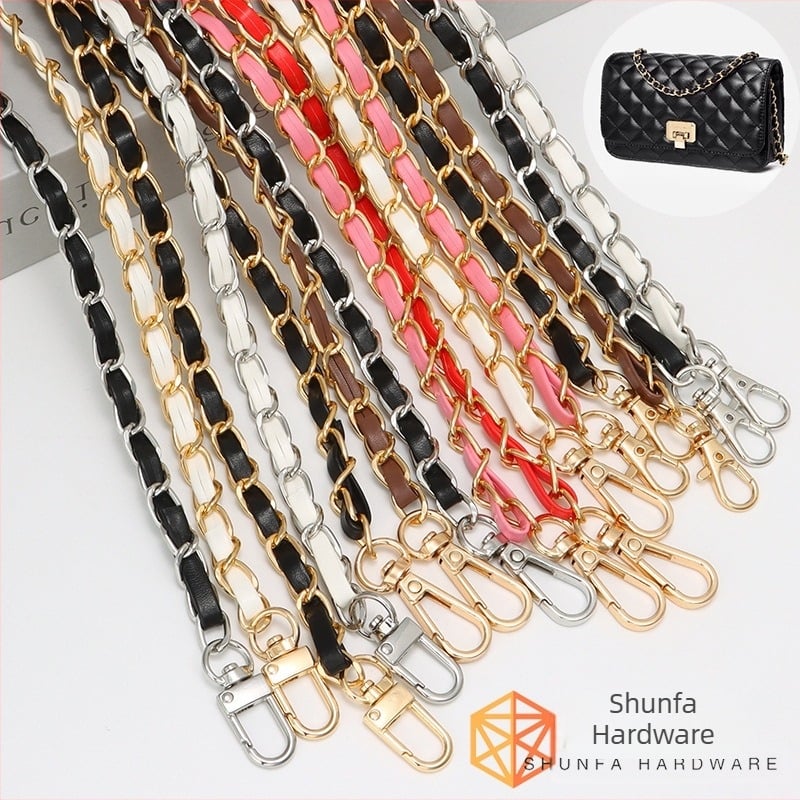 Geantă nouă din piele cu lanț de aluminiu și curea metalică pentru geantă, stil Chanel, curea de umăr din piele PU, lanț crossbody pentru umăr