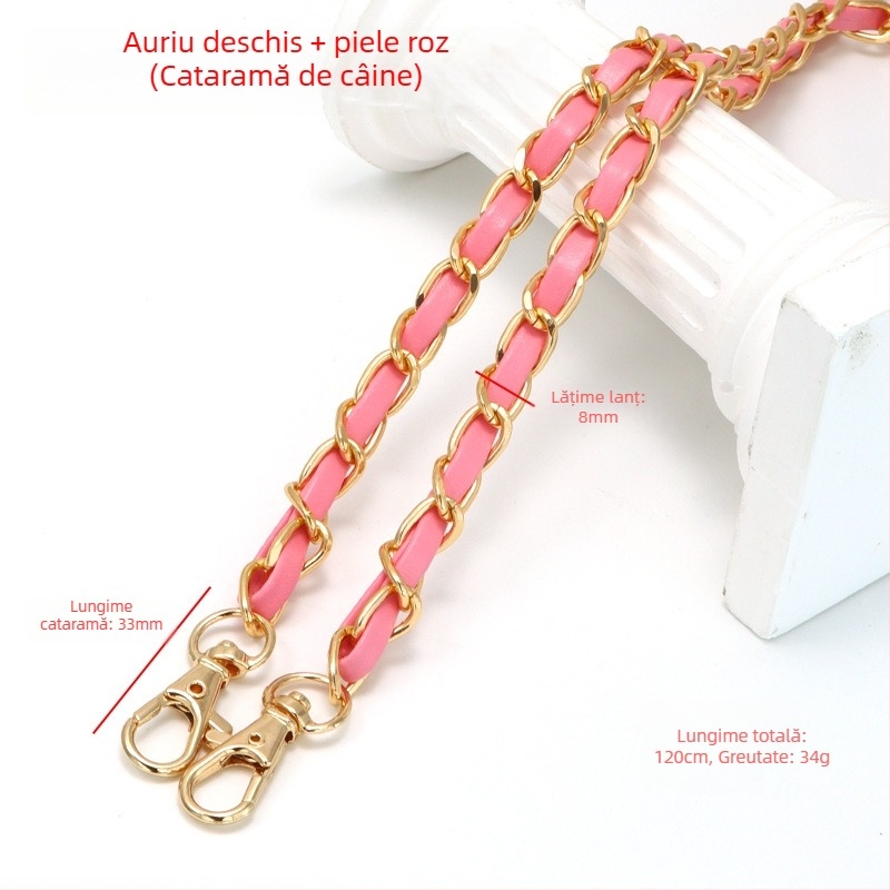 Geantă nouă din piele cu lanț de aluminiu și curea metalică pentru geantă, stil Chanel, curea de umăr din piele PU, lanț crossbody pentru umăr