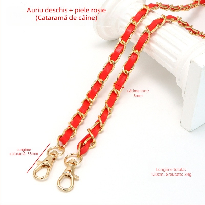 Geantă nouă din piele cu lanț de aluminiu și curea metalică pentru geantă, stil Chanel, curea de umăr din piele PU, lanț crossbody pentru umăr