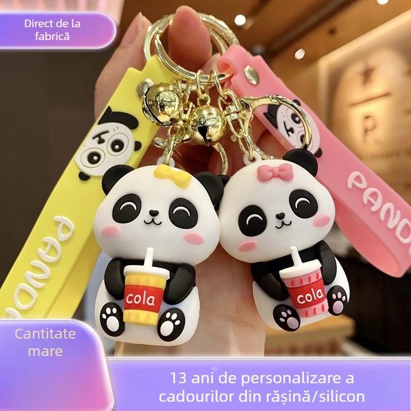 Mașină Panda Breloc Păpușă Breloc Drăguț Desen Animat Pandantiv 3D Cadou Cadou Păpușă Ornament En-gros