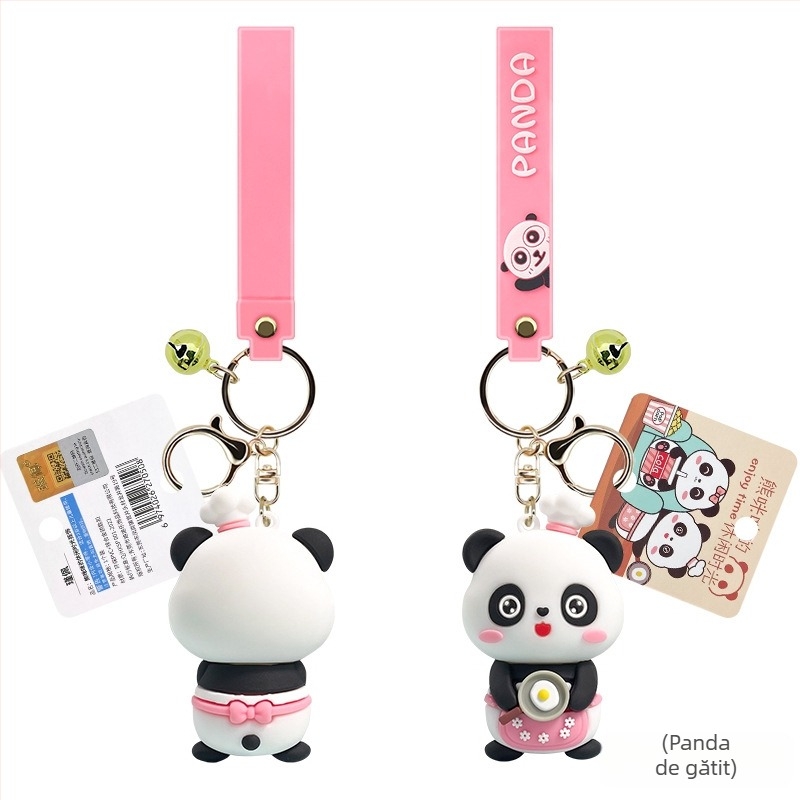 Mașină Panda Breloc Păpușă Breloc Drăguț Desen Animat Pandantiv 3D Cadou Cadou Păpușă Ornament En-gros