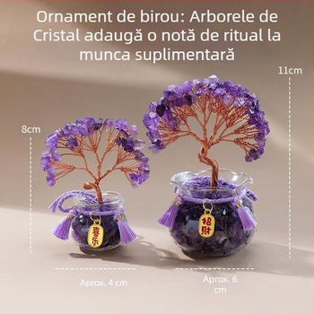 Pietriș de cristal natural, copac de bogăție, ametist, copac de bogăție, decorare creativă pentru desktop, ornamente pentru copacul de viață al mașinii