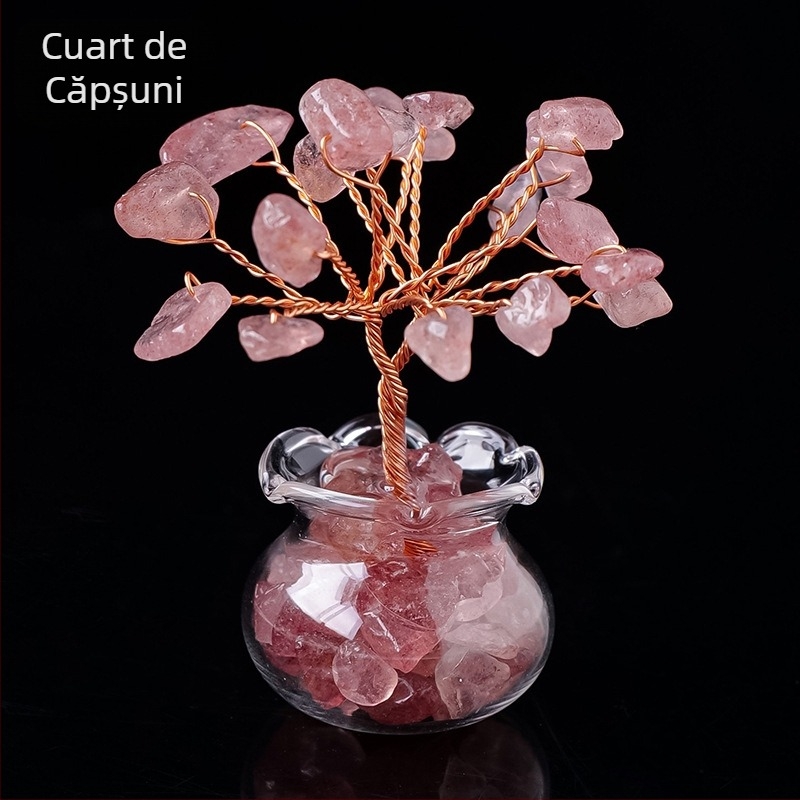 Pietriș de cristal natural, copac de bogăție, ametist, copac de bogăție, decorare creativă pentru desktop, ornamente pentru copacul de viață al mașinii