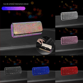 Carcasă de depozitare pentru parasolar auto transfrontalieră, pentru suport pentru ochelari auto, cu incrustații de diamante, pentru ochelari de soare, cu clip
