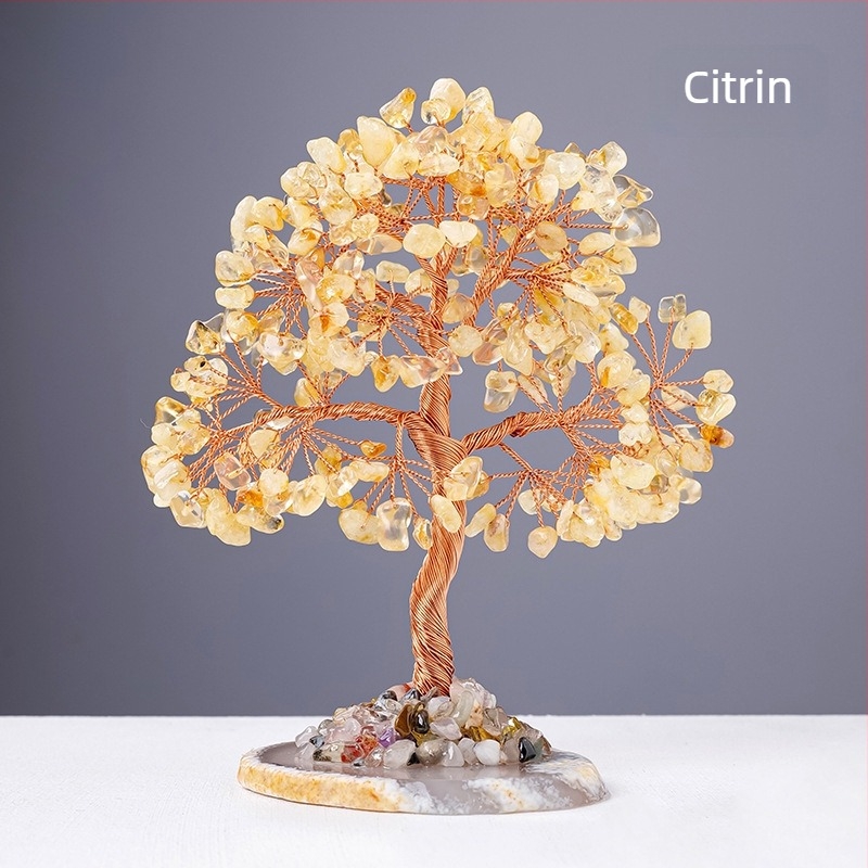 Agat cristal pietriș arbore bogăție ametist citrin arbore bogăție casă desktop decorare meșteșuguri ornamente