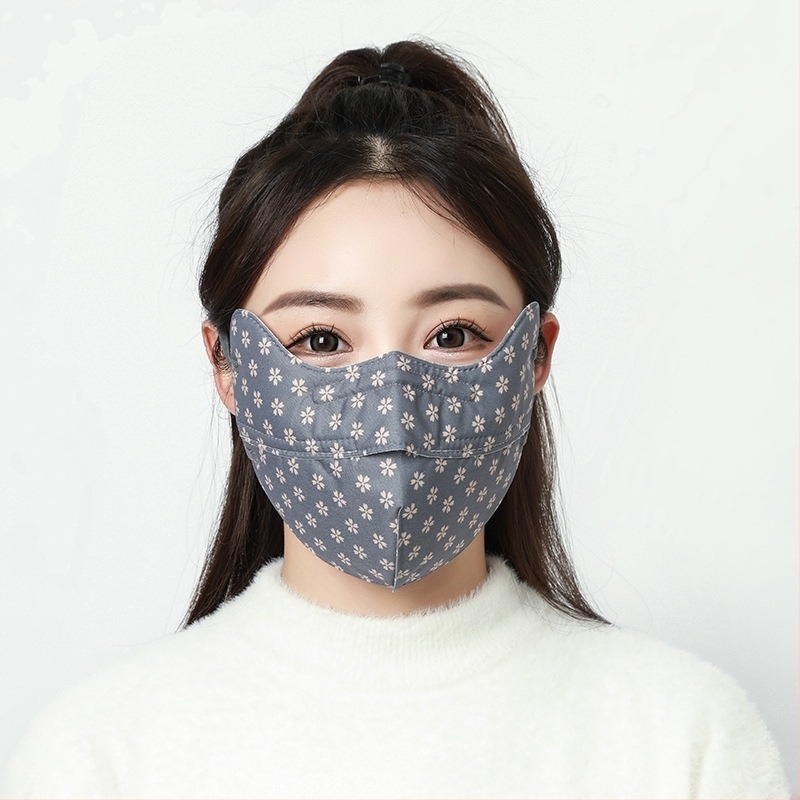 Mască Yidixiu de toamnă și iarnă caldă 3D tridimensională pentru protecție a ochilor feminini, rezistentă la vânt, respirabilă, lavabilă, cu unghi de floare de prun