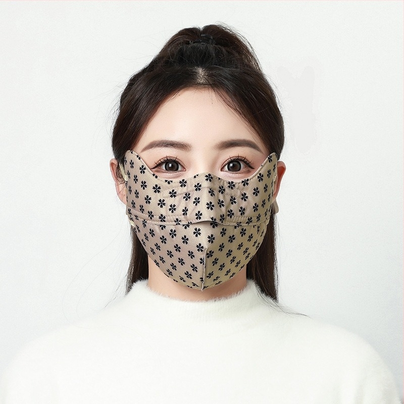 Mască Yidixiu de toamnă și iarnă caldă 3D tridimensională pentru protecție a ochilor feminini, rezistentă la vânt, respirabilă, lavabilă, cu unghi de floare de prun