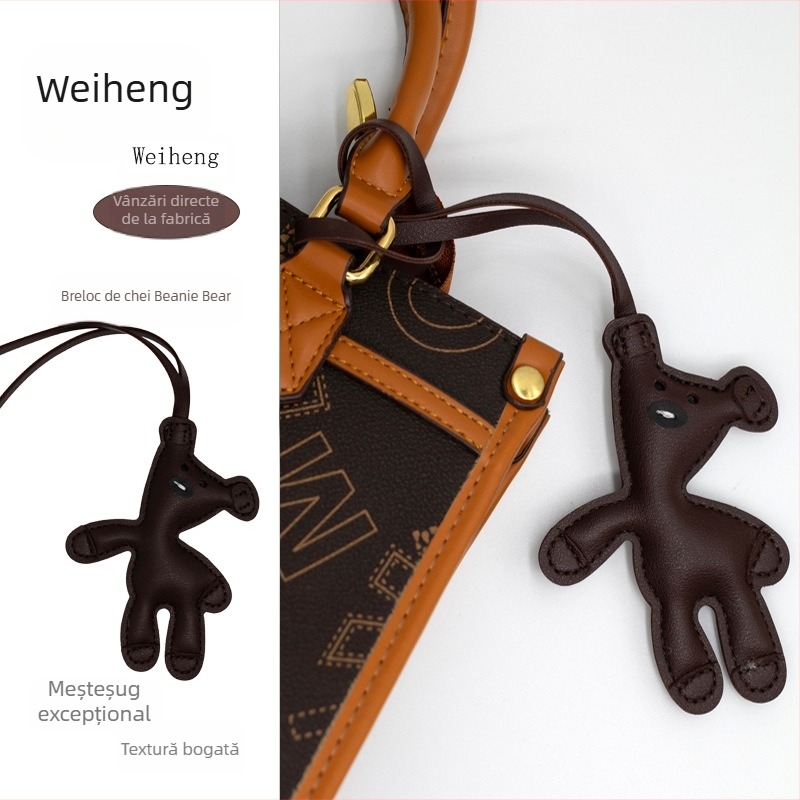 Breloc din piele drăguț, simplu, cu ursuleț leneș, pentru geantă, cadou agățat, accesorii distinctive din piele