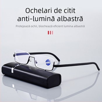 Ochelari de citit cu jumătate de ramă la modă pentru bărbați și femei, portabili, la modă, cu cutie, anti-lumină albastră, ochelari de citit transfrontalieri în stoc