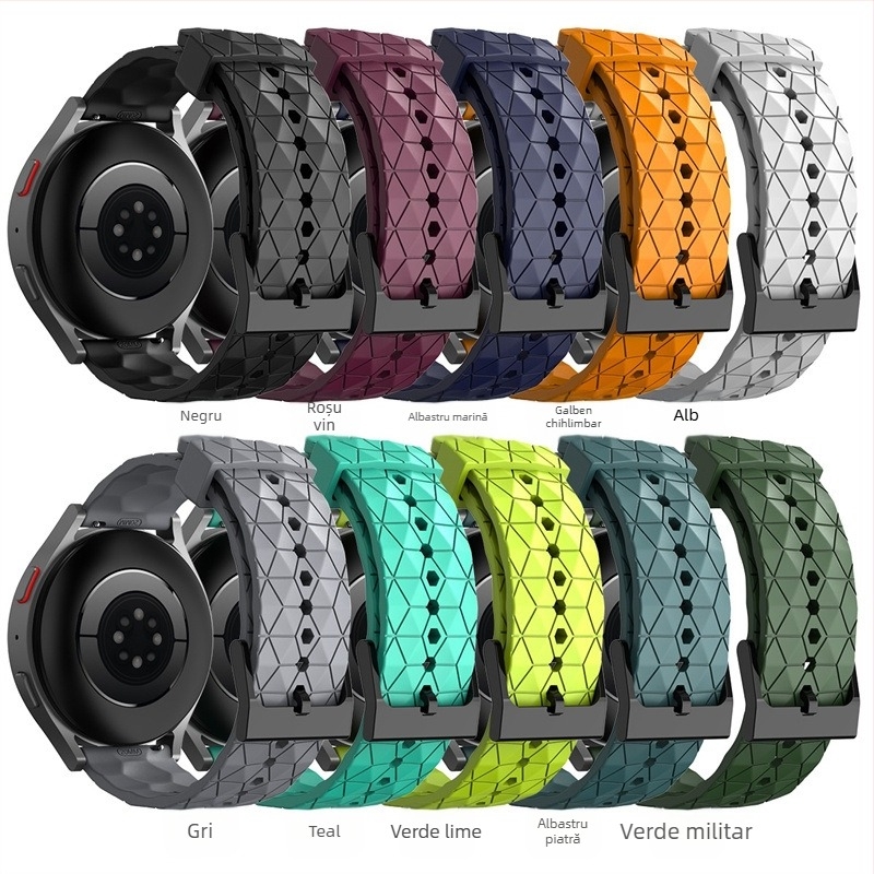 Curea din silicon pentru Huawei watch3/3Pro GT/GT2/GT3, bandă din silicon cu model de fotbal, 20/22