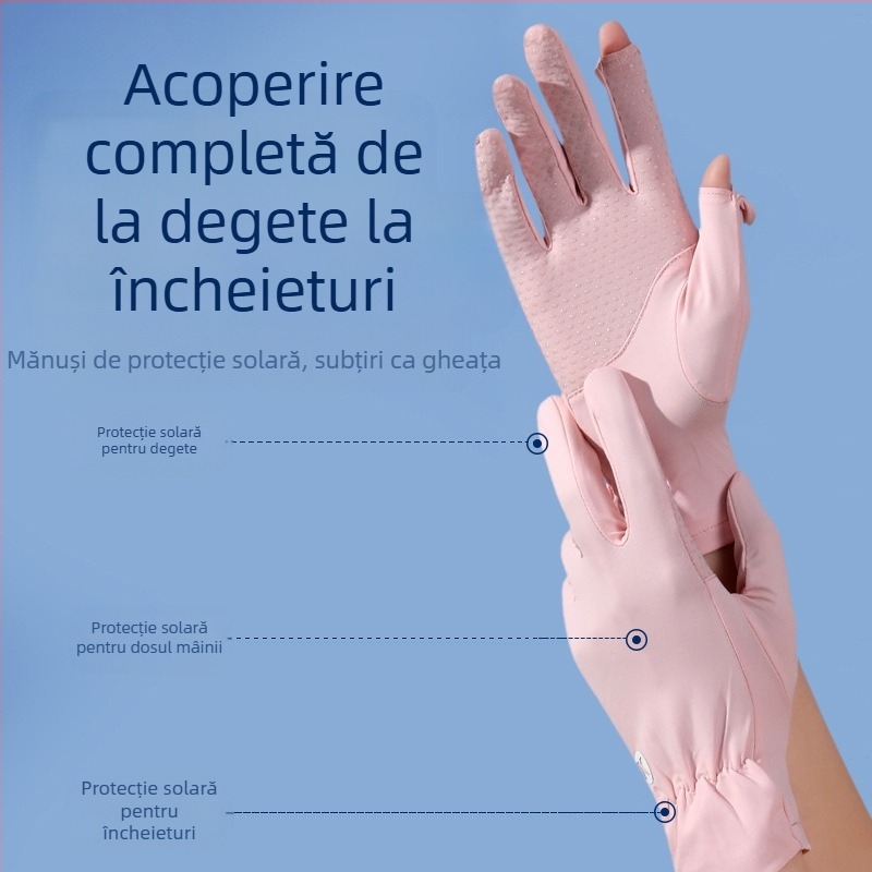 Mănuși de protecție solară pentru femei, de vară, cu protecție UV, degete subțiri, cu mânecă lungă, Ice Silk, antiderapantă, pentru condus și echitație