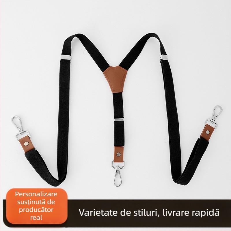 Bretele elastice cu trei clipuri pentru bărbați, curea, la modă, pentru adulți și femei, culoare solidă, curea, pantaloni de costum