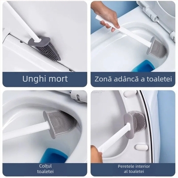 Perie de toaletă fără unghi mort, perie de toaletă de uz casnic, montată pe perete, perie de toaletă, gadget de curățare, perie de toaletă din silicon