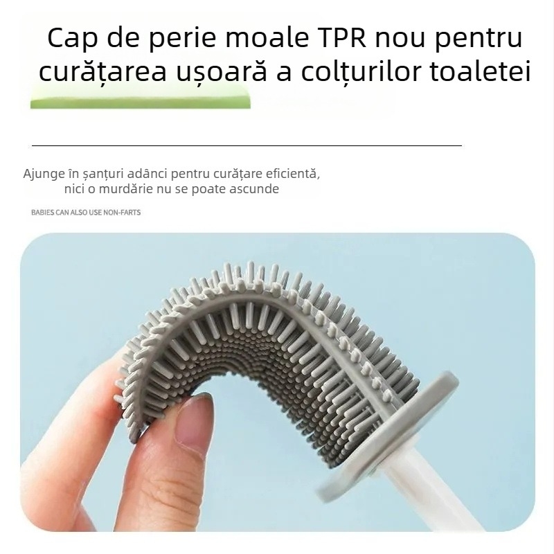 Perie de toaletă fără unghi mort, perie de toaletă de uz casnic, montată pe perete, perie de toaletă, gadget de curățare, perie de toaletă din silicon