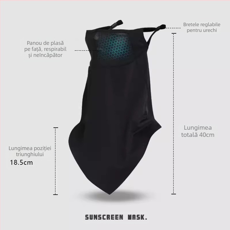 Mască de protecție solară din mătase glacială pentru bărbați și femei care conduc, mască de față cu protecție UV, mască de protecție a gâtului subțire și respirabilă, mască de călărie UPF50