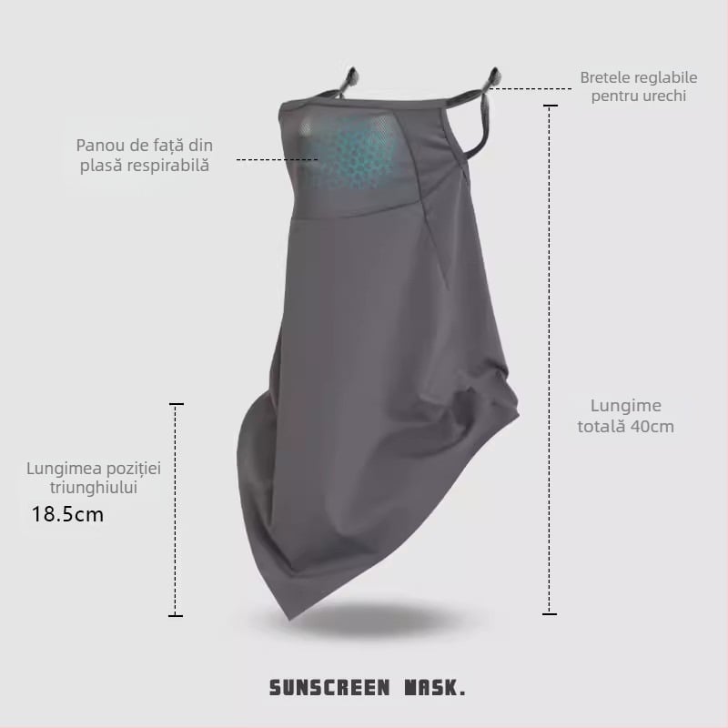 Mască de protecție solară din mătase glacială pentru bărbați și femei care conduc, mască de față cu protecție UV, mască de protecție a gâtului subțire și respirabilă, mască de călărie UPF50