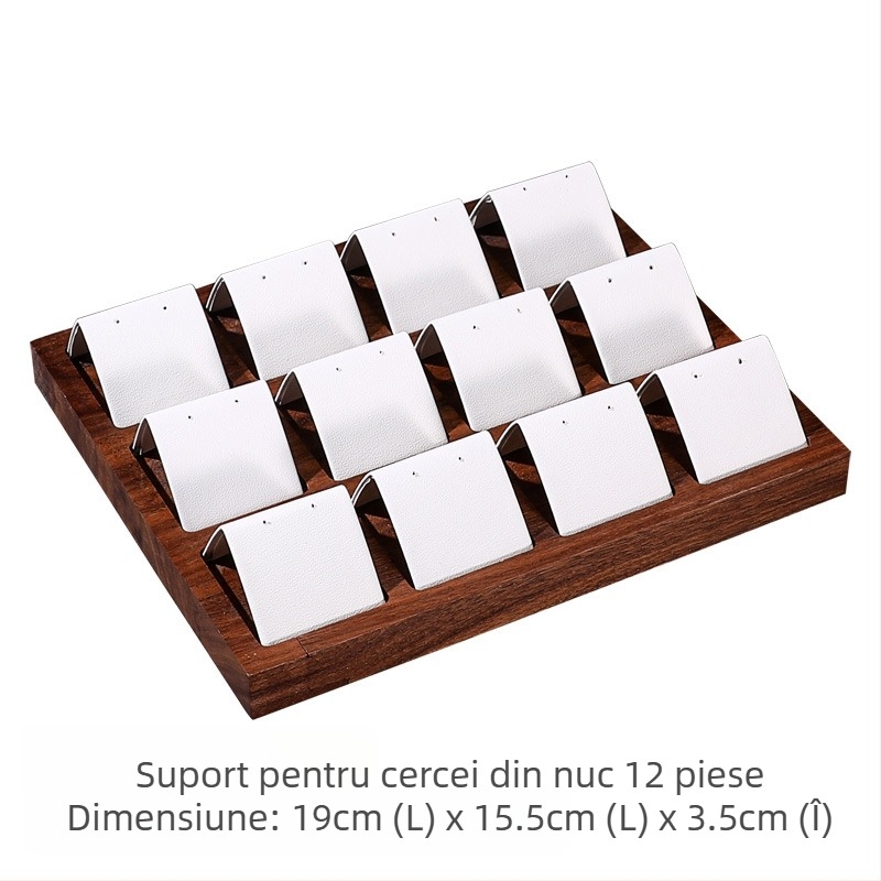 Suport pentru bijuterii din nuc, stil retro simplu, suport pentru cercei, contor pentru bijuterii, cercei din aur și argint, recuzită pentru afișare