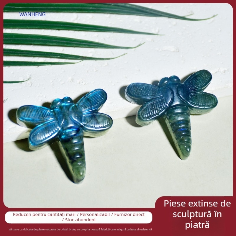 Piesele sculptate în labradorit natural, libelule, pot fi folosite ca pandantive DIY, ornamente de marcă, cristale din Marea Chinei de Est, vânzare en-gros și cu amănuntul