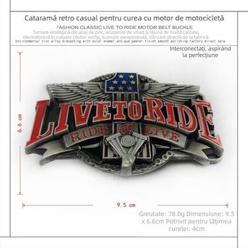 Cataramă de curea pentru motocicletă BULLZINE din aliaj de zinc Western Denim 02491 cataramă de curea retro casual la modă