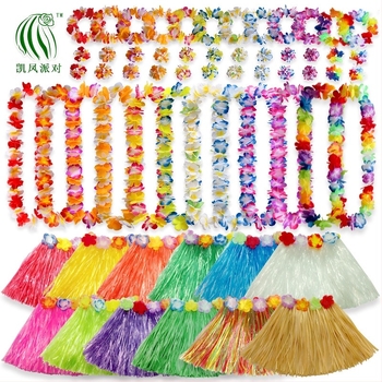 Hawaii 40cm cu un singur strat de iarbă cu ciucuri, ghirlandă clasică, set combinat din patru piese, decorare de performanță în scenă de sărbători