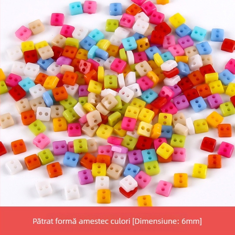 Nasture mic din plastic, mini buton colorat, desen manual DIY, buton cu floare de prun, buton cu inimă de piersică cu cinci colțuri, buton mic de 6 mm