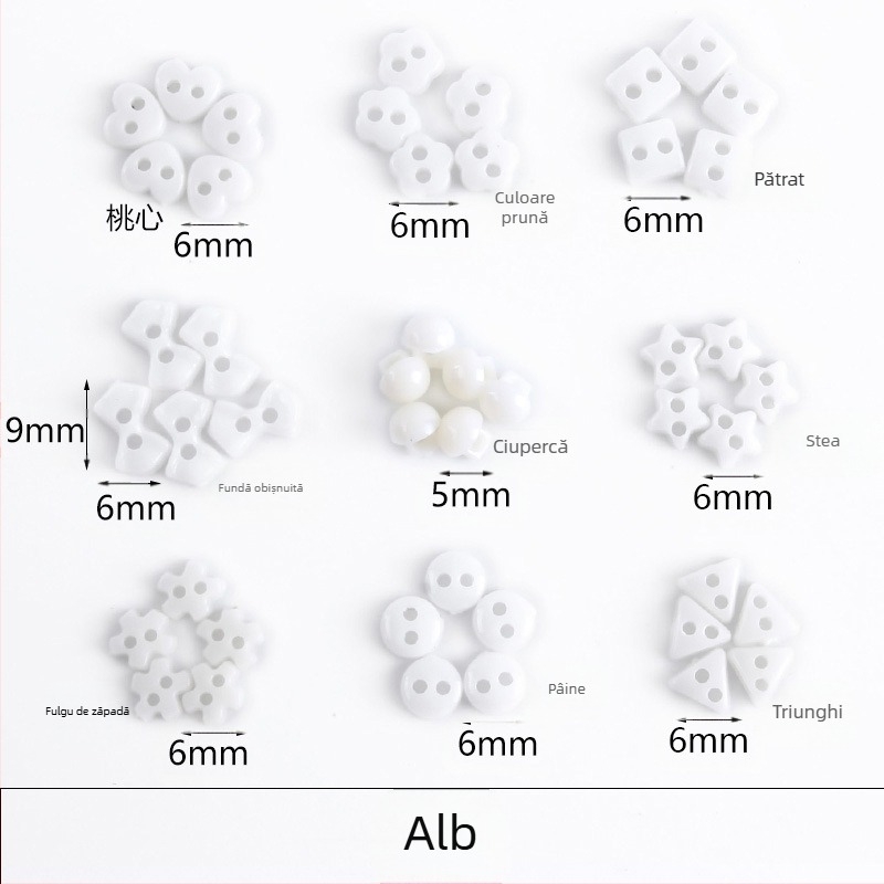 Nasture mic din plastic, mini buton colorat, desen manual DIY, buton cu floare de prun, buton cu inimă de piersică cu cinci colțuri, buton mic de 6 mm