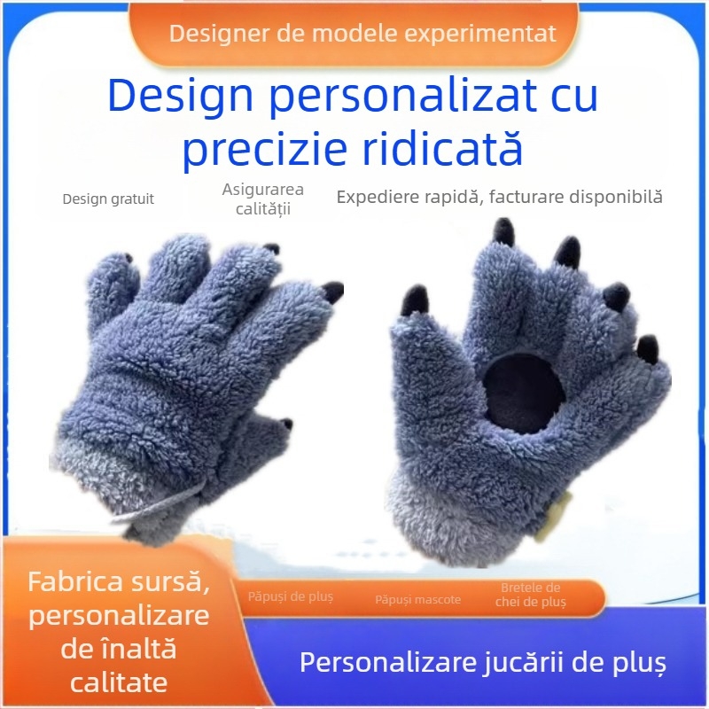Mănuși calde de pluș cu control Furui, fabricate din fabrică, mănuși all-inclusive pentru degete, pentru a figura costumul bidimensional al bestiei