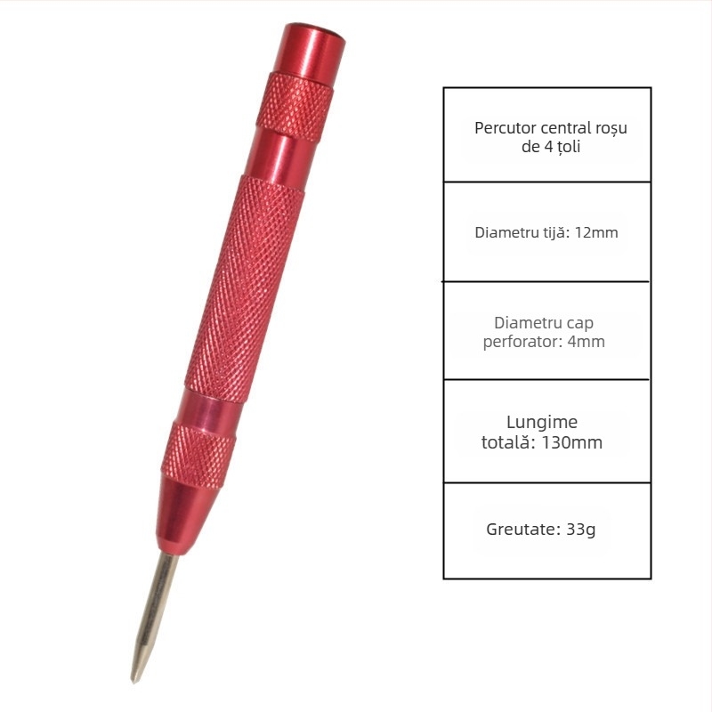 Localizator automat de perforator central, perforator de înaltă duritate, perforator automat de probă de 130 mm, instrument de siguranță pentru spargerea ferestrelor