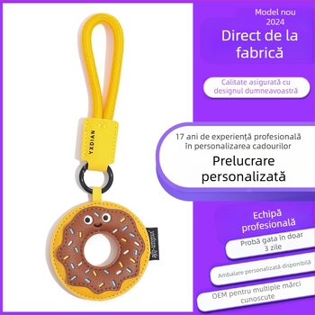 Breloc original din piele naturală creativă, gogoașă, pentru fete, ghiozdan, pandantiv cu desene animate, stil drăguț, en-gros