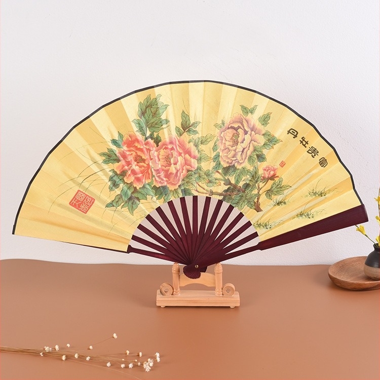 Evantai pliabil personalizat Qingming Shanghe Figură Stil chinezesc Evantai rafinat din pânză de mătase Evantai antic Publicitate Evantai antic en-gros