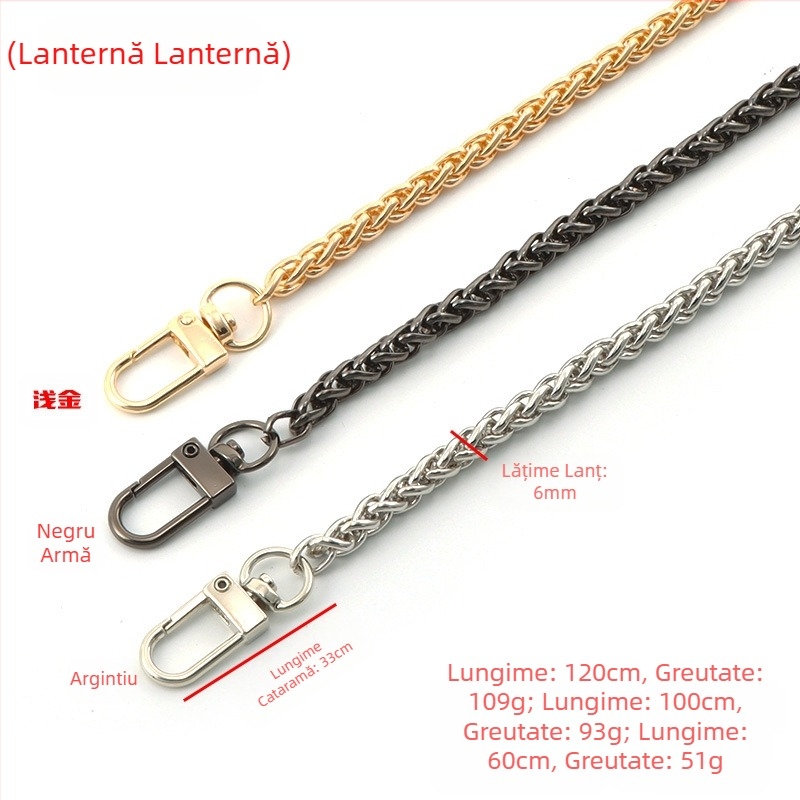 Lanț de lanț Spot Lantern pentru geantă de umăr, lanț răsucit, lanț metalic, curea de schimb pentru geantă de umăr cu un singur umăr, curea de schimb pentru geantă crossbody