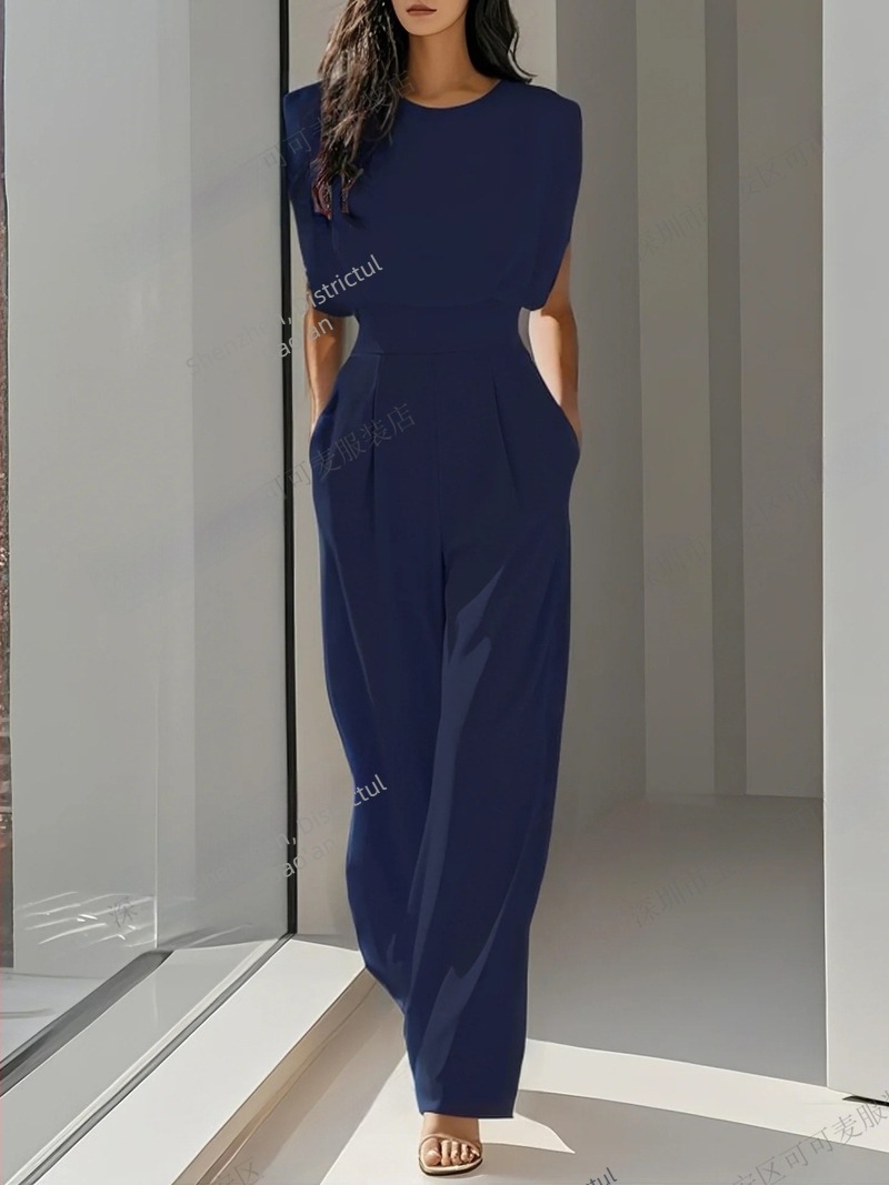 Salopetă elegantă de vară pentru femei, culoare solidă, talie subțire, pentru comerț exterior transfrontalier, europene și americane, elegantă, nouă