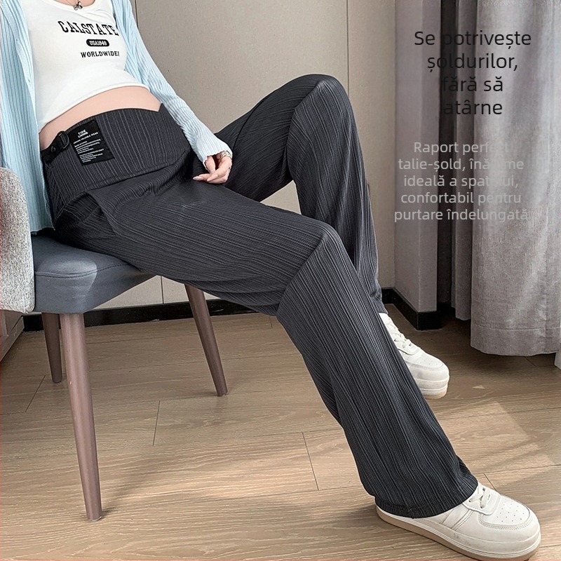 Pantaloni de primăvară și toamnă pentru femei însărcinate, pantaloni cu picior larg, la modă, potriviți, vrac, casual, Dape, cruce verticală, talie joasă