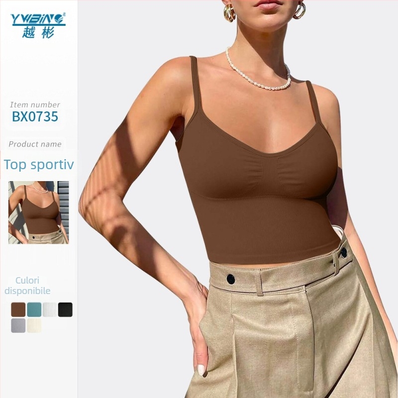 Vestă de yoga pentru femei, fără pernițe pentru piept, top sport tricotat cu bretele, bretele reglabile, lenjerie interioară scurtă fără cusături
