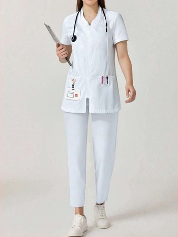 Guangzhou New Summer Women's Clothing Suit cu mânecă scurtă pentru femei Slim Fashion Set din două piese Îmbrăcăminte medicală Special Work Wear
