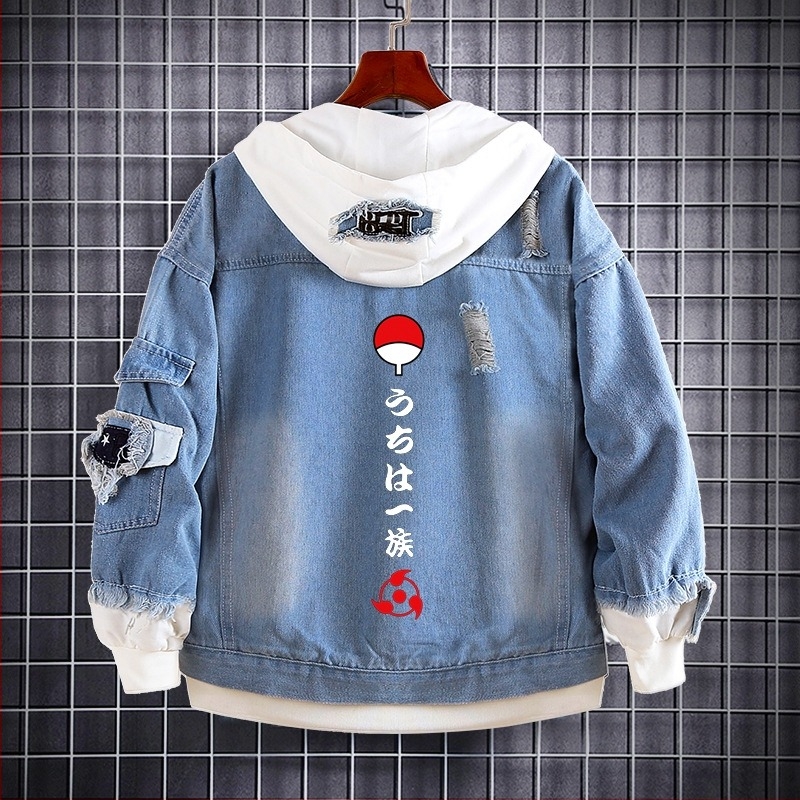 Naruto Anime Denim Hanorac Naruto Kakashi Akatsuki Țesut Sasuke Peripheral Trendy Denim Jachetă Haine