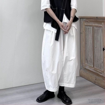 Yamamoto Pantaloni de vară subțiri cu model balon, cu picior larg, 2024, pantaloni bombați cu model banană, harem, morcov, pantaloni de tată