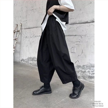 Yamamoto Pantaloni de vară subțiri cu model balon, cu picior larg, 2024, pantaloni bombați cu model banană, harem, morcov, pantaloni de tată