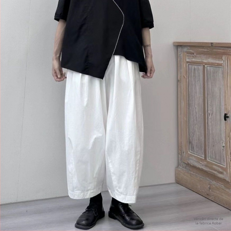Yamamoto Pantaloni de vară subțiri cu model balon, cu picior larg, 2024, pantaloni bombați cu model banană, harem, morcov, pantaloni de tată