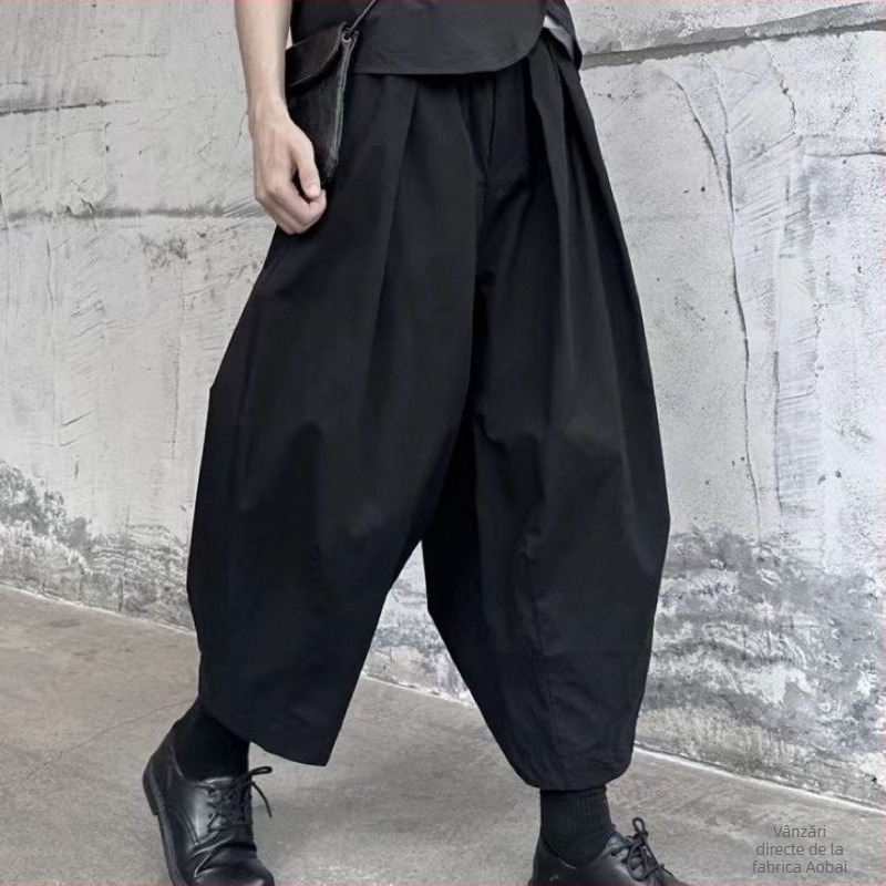 Yamamoto Pantaloni de vară subțiri cu model balon, cu picior larg, 2024, pantaloni bombați cu model banană, harem, morcov, pantaloni de tată