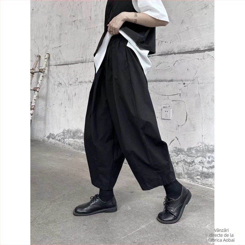 Yamamoto Pantaloni de vară subțiri cu model balon, cu picior larg, 2024, pantaloni bombați cu model banană, harem, morcov, pantaloni de tată