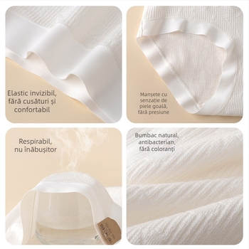Chiloți pentru femei însărcinate, talie înaltă, abdomen, șolduri, bumbac pur, bumbac brut, vopsit zero, chiloți speciali pentru sarcină, respirabil, prietenos cu pielea