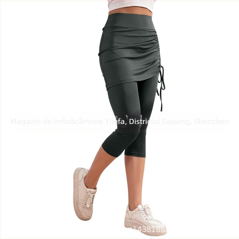 2025 Export transfrontalier european și american, pantaloni noi pentru femei, cu talie înaltă, de vară, de culoare pură, slim fit, plisați, crop