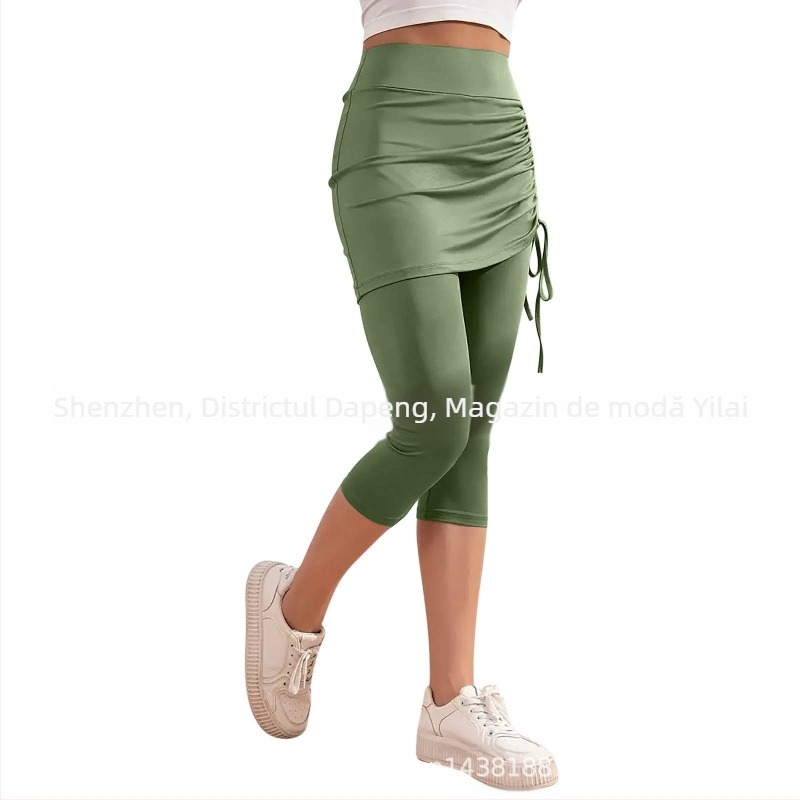 2025 Export transfrontalier european și american, pantaloni noi pentru femei, cu talie înaltă, de vară, de culoare pură, slim fit, plisați, crop