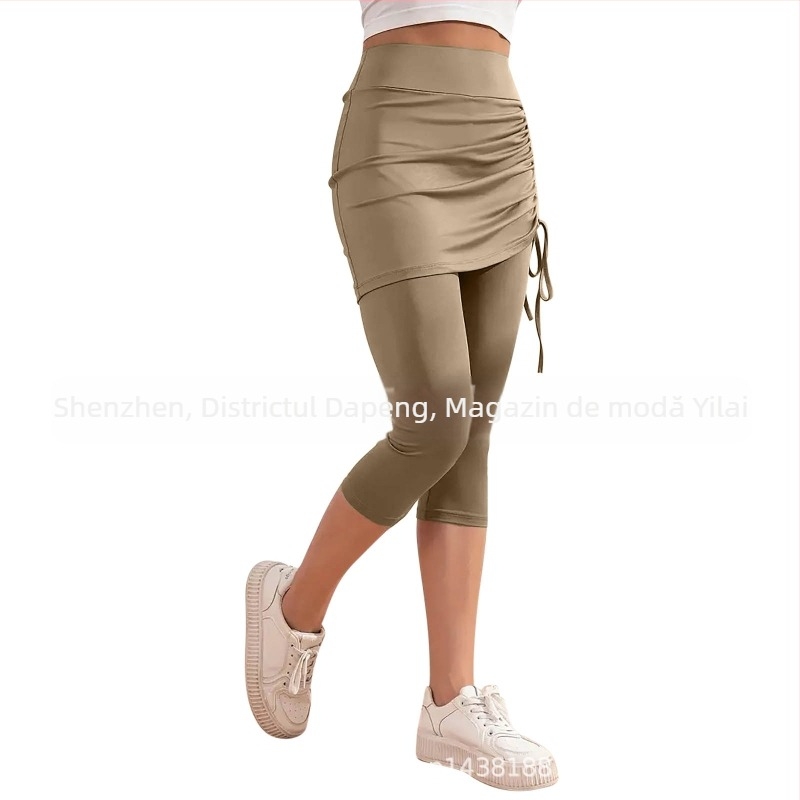 2025 Export transfrontalier european și american, pantaloni noi pentru femei, cu talie înaltă, de vară, de culoare pură, slim fit, plisați, crop