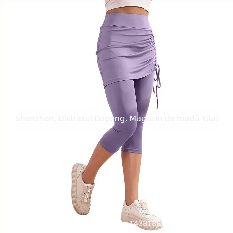 2025 Export transfrontalier european și american, pantaloni noi pentru femei, cu talie înaltă, de vară, de culoare pură, slim fit, plisați, crop